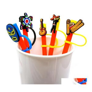 Drinking Straws Style personalizado estilo mexicano Sile Sile ST Acessórios Er Charms reutilizáveis ​​Proofamento de pó de poeira decorativa DHLRK DHLRK