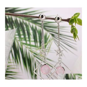 Dangle Avize Moda Tassel Pentagram Küpeler Kişilik Vahşi Beş Noktalı Yıldız Kristal Uzun Dnagle Küpe Toptan Satışları OTX26