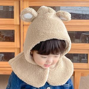 Baskar söta barns plysch hatt en liten björn stativ örat stora sjal koreanska pojkar flickors vinter vindtäta varma hattar tidvatten 1-6 år