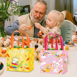 4PCS/Set Happy Easter Egg Hunt Bags with Handles Multifunctional Non-Woven Easter Gifts Bags Party Supplies CPA4513 ss0119