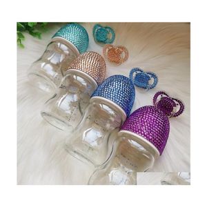 زجاجات الأطفال# Dollbling Handmade Crystal Bottle Glam Pacifier Milk Feeding 1st Birthday Party Show Born Born Daugther Gifts 22 DHPQK
