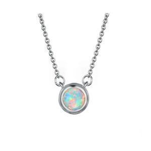 Подвесные ожерелья Luckyshine 5 PCS Top Caffenge Cround Bine Blue White Opal Gemstoe Sier Pendant