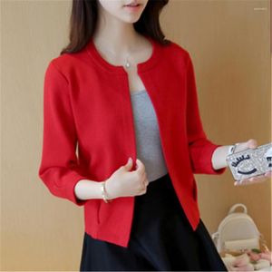 Kvinnors stickor 2023 Autumn Winter Women Cardigans Slim Solid Three Quarter Sticked Jacka Lady Sweaters Coat Elegant Short Cardigan