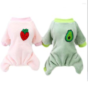 Hundkläder Autumn Winter Clothes Soft Warm Fleece Jumpsuit For Small Dogs Cats Pyjamas Funny Fruit Pets Pets Puppy Outfits York