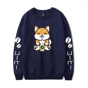 Erkek Hoodies 2023 Anime Köpek İçecek Kahve Erkek Kadın Karikatür Komik Sokak Giyim Takip Kawaii Harajuku Sweatshirt Hoodie