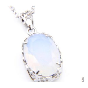 Pendant Necklaces Luckyshine Unique Vintage Lady Oval White Moonstone Pendants 925 Sterling Sier Necklace Jewelry Party Gift Drop Del Dh4Ko