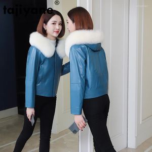 Women's Leather Fur Collar Sheepskin Down Coat Female Genuine Jacket Autumn Winter Women Clothes 2023 Korean Vintage Tops T4921
