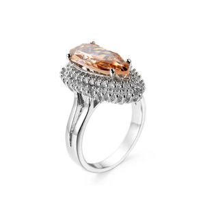 Solitaire Ring Özel Teklif En İyi Moda Zarif Şampanya Citrine 925 Sterling Sier Parmak Yüzük Kristal Takı Damlası Teslimat Dhpyd