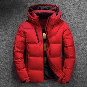 Masculino para baixo 2023 jaqueta de inverno mensal de qualidade térmica grossa neve vermelha parka parka masculino quente moda de moda - homens de pato branco