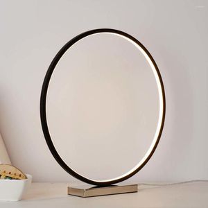 Table Lamps Modern Round LED Desk For El Bedroom Bedside Light Wedding Art Decor Lamp Fixtures Dimmable White Gold