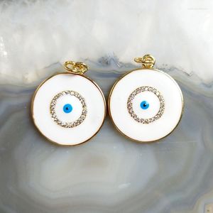 Pendant Necklaces 5pcs Trendy Round White Evil Blue Eye Brass Plate For Charms Necklace Special Gift Teens Women Men Making Jewelry Y