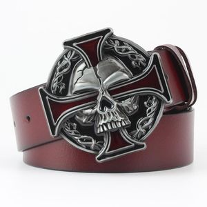 Bältes Ghost Head Belt Buckle Leather Skull Desinger för män unisex mode