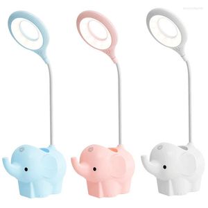 Table Lamps USB Charging LED Cute Elephant Eye Protection Lamp With Pen Holder Living Room Bedroom Bedside Sleeping Light Home Decor