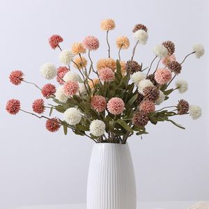 Декоративные цветы 5 головы одуванчика помпоны искусственная цветочная ветвь растения свадебная композиция аксессуары домашний декор стол ваза