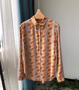 Bluzki damskie koszule z proszkiem z proszkiem pomarańczowy jedwab 0817