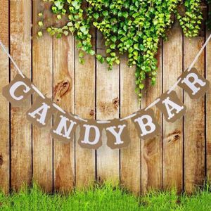 Decorazione per feste CANDY BAR Lettere Kraft Paper Cardboard Bunting Banner Tirare fiori per matrimonio Compleanno Baby Shower Bandiera personalizzata