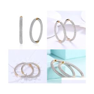 Hoop Huggie 925 Sterling Sier Big Circle 18K Oro / Oro rosa Aaa Orecchini con zirconi per le donne Regalo Moda Fascino Gioielli da sposa 1143 Dhsha