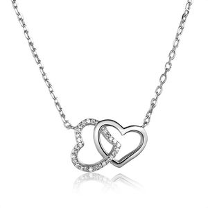 Pendant Necklaces 1pcs 925silver Two Hearts Necklace Double Couple Christmas Bridesmaids Gift