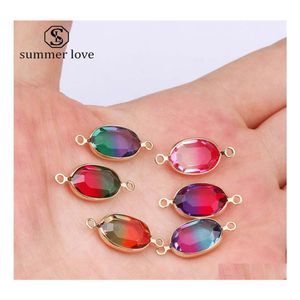 Charms Gradient Color Oval Glass Pendant Charm For Bracelet Necklace High Quality Diy Jewelry Making Drop Delivery Findings Component Dhu8Q