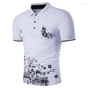 Polos maschile 2023 Polo Summer Shirt Stampa fiore Lavoro a maniche corte Poloshirt Poloshirt Stile cinese