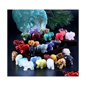 Stone 1,5 pollici naturali semiprece naturale Elefante intagliato intaso per ornamenti Rose Ghureing Reiki Crystal Incise Craft Fashion Drop Deli Dhadn