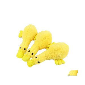 犬のおもちゃの噛み噛みデザイン黄色のアヒルのおもちゃきしむ柔らかいぬいぐるみペット用品サウンド犬のアクセサリー子犬ドロップデリバリーホームガーデンdhhwd