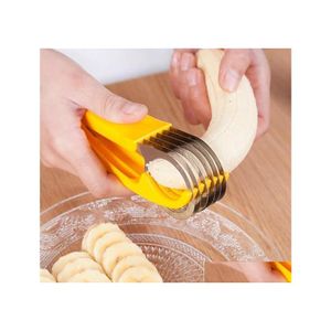 Fruktgrönsaksverktyg rostfritt stål bananskärare SAU Slicer Sallad Sundaes Cooking Kitchen Accessories Gadgets Drop Delivery Hom Dhjbu
