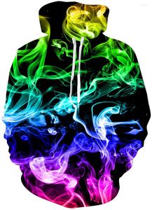 Moletons masculinos unissex cool 3D Prind Pullover moletom com capuz com bolso para homens Mulheres galáxias de fantasia de fumaça colorida