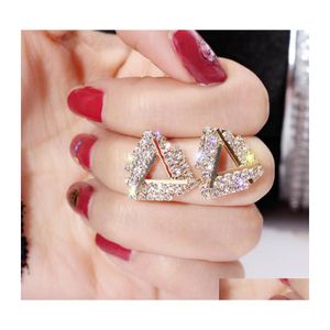 Stud Fashion Jewelry S925 Sier Post Triangle Crystal Rhinstone ￶rh￤ngen Drop Delivery Dhirv
