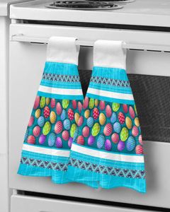 Toalha os ovos de Páscoa figuras geométricas toalhas de mão banheiro de cozinha pendurado pano de penduramento de microfibra absorvente macia e macia