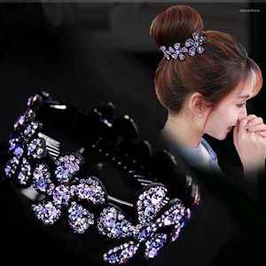 Hair Jewelry Rhinestones Flower Colorful Bud Claw Maker Bun Hairgrip Hairpins Accessories Clips For Women Girls