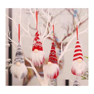 Charms Cute Gnome bez twarzy Doll Dekoracja choinki do domu Cristmas Ozdoba Xmas Navidad Natal Happy Year 2022 Prezenty DIY JE Dhpdj