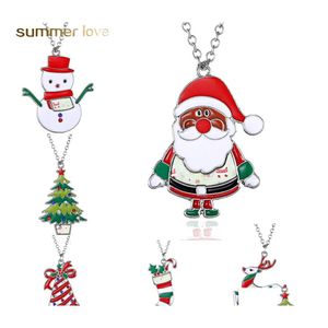 Pendant Necklaces Christmas Necklace Enamel Jewelry Print Snowman Deer Socks Tree Cute Year Gift For Kids Drop Delivery Pendants Ot0Is