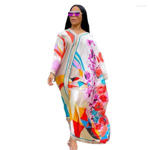 Casual Dresses 2023 African For Women Fashion Dashiki Floral Print Dress Irregular Clothing Streetwear Vestido