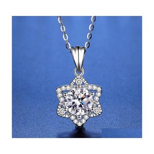 Pendanthalsband Trendiga 1CT D Färg VVS1 Moissanite Star Necklace For Women 925 Sterling Sier Diamond Clavicle Test Drop Delivery J DHCI1