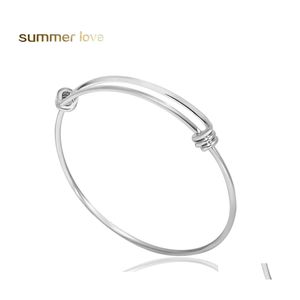 Braccialetti con ciondoli Bracciale rigido regolabile espandibile in filo intrecciato in acciaio inossidabile per bambini Donne Fai da te Moda all'ingrosso Semplice goccia Ottoz