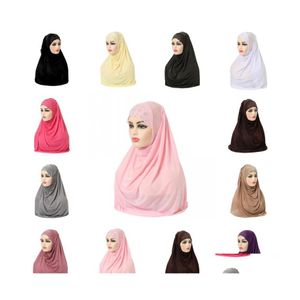 Hijabs muslimska kvinnor flickor hijab islamisk halsduk en bit mode fast färg mjuk huvudduk arabisk headwrap strass 1867 t2 drop d dhj45