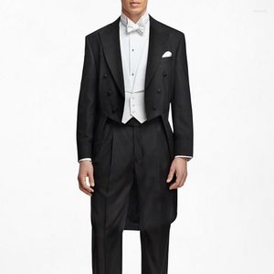 Men's Suits Black Wedding Man Tail Coat For Groom With Double Breasted 3 Piece Formal Prom Wear Male Fashion Jacket Vest Pants