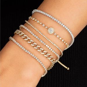 Charm Bracelets 3MM Thin Tennis Chain Bracelet For Girl Women Multi Colors White Green Blue Red Cubic Zirconia CZ Station Jewelry