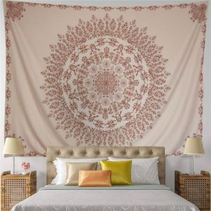 Gobeliny boho kwiatowy różowy dywan gobelin mandala India bohemia namiot namiarska dekoracje domowe Hippie Cloth Clothant