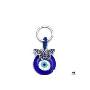 Key Rings Butterfy Turtle Owl Palm Evil Eyes Keychain Metal Keyring Glass Lucky Blue Eye Pendant Ornament Keychains For Christmas Dr Dhlot