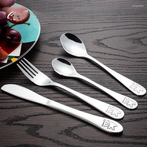 Geschirr-Sets, Kindergeschirr, Besteck-Set, 4-teilig, Edelstahl, Kind, Panda-Qualität, Kinder-Abendessen, Messer, Gabeln, Esszimmer