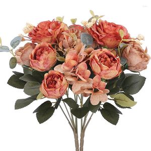 Decorative Flowers Artificial Peonies Bouquet Wedding Fake Peony Silk Flower For Home Party Garden Decoration Floral Arrangement