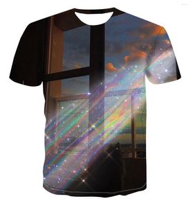 Herr t-skjortor trycker 2023 3d dynamisk geometrisk mönster färg sommar t-shirt andas andas dizzy trend par s-6xl