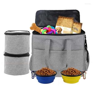 Dog Car Seat Covers Pet Dogs Travel Shoulder Bag Multi-function Food Tote Carrier Container Organizer With Collapsible Bowl For Hiking