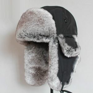 BERETS B-8484 B-8484 BOMBER HAT REX FUR TRAPPER HATS SNOW SKI CAPS RUSSIA USHANKA EAR FLAP Waterfroof Cap