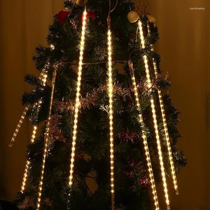 Strings 4 Set Solar Outdoor Meteor Shower Rain LED String Lights Decorazioni per l'albero di Natale Ghirlanda di strada per la decorazione domestica Noel Year