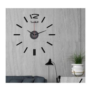 Wall Clocks 3D Diy Large Clock Mirror Stickers Silent Modern Design Europe Style Simple For Home Decor Presents Supply Drop Delivery Dhvst