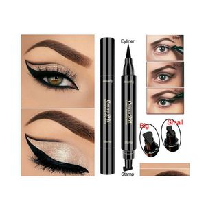 Eyeliner CMAADU Dubbelvingad för nybörjare Angle Brush Eyeliners penna Makeup Stamp Eye Liner Big and Small Easy To Wear Black Eyes D Dhtia