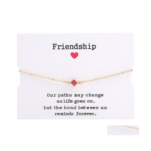 Link Chain Designs Gold Pendant Bracelets For Women Girl Simple Square Cz Zircon Charm Adjustable Party Friendship Jewelry Gift 359 Dht51